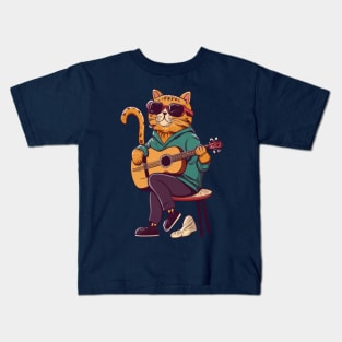 Drum n bass singing DJ Cat music T-shirt for Birthday Gift Kids T-Shirt